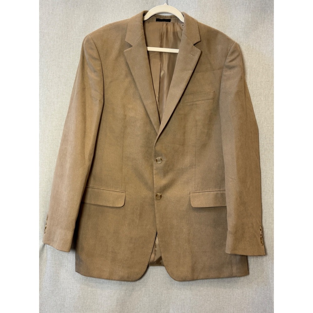 Andrew Fezza Mens Tan Two Button Blazer Sport Coat Jacket Notch Lapel Size 42L